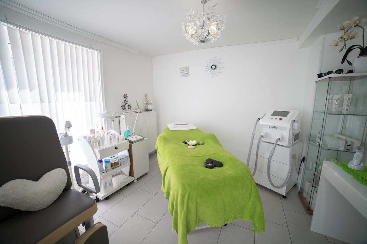 Crafting Captivating Headlines: Your awesome post title goes here Interior of workplace of cosmetology clinic equipped with medical appliances with medicines and couch for massage